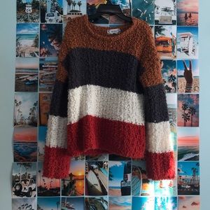Pink Rose Striped Sweater